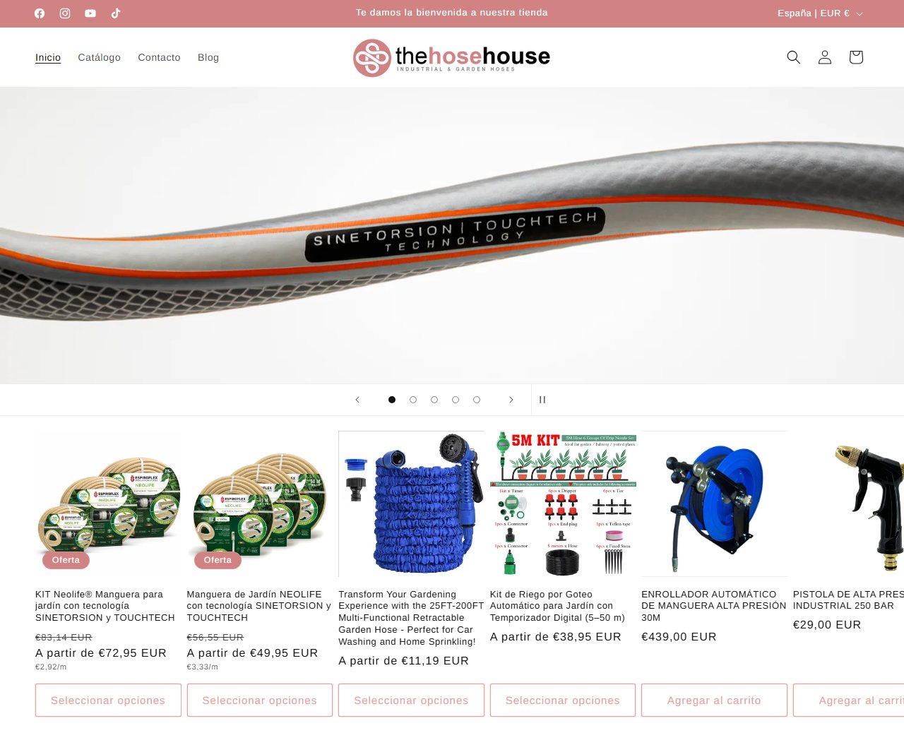 Tienda online de The Hose House, captura real